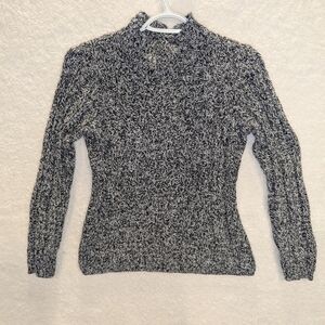 Liz Claiborne Black and White Cowl Turtleneck Sweater
